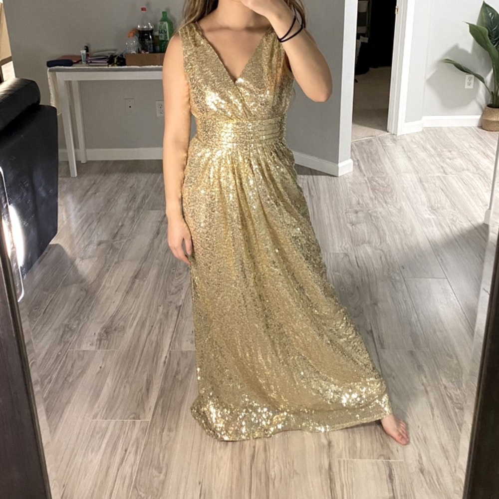 Kate Kasin Gold Sequin Dress